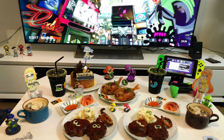 女友为喜欢游戏《Splatoon》的男友特制创意生日宴！