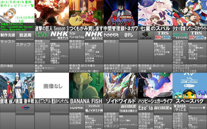 2018年夏番动画列表1.0版！